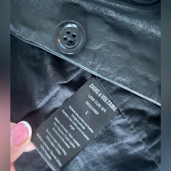 Zadig & Voltaire Liam black leather slim moto jacket fits small 4 6 - Picture 3 of 10